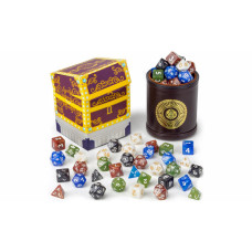 Polyhedral Dice in Brown Dice cup of Plenty
