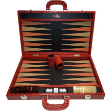 Backgammon Set Elegant L Genuine Leather in Red