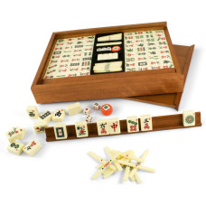  Mahjong De Luxe komplett set i trälåda med arabiska tecken